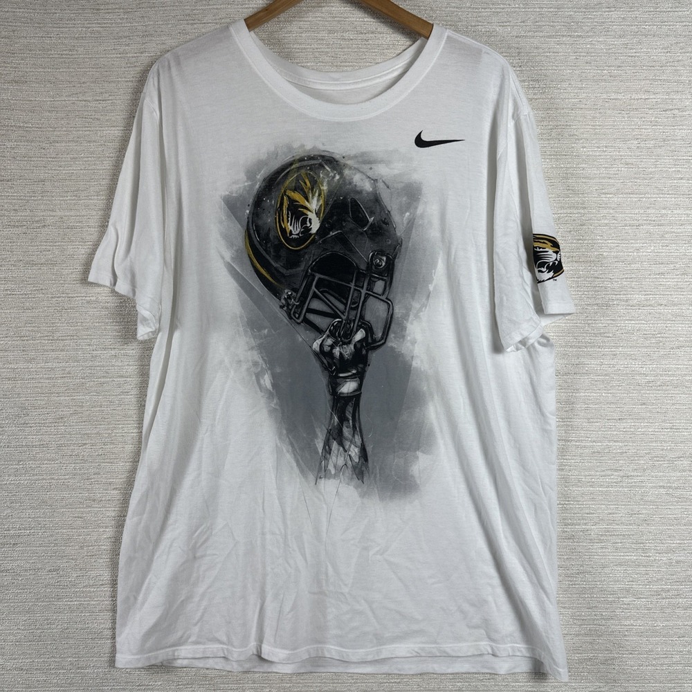 Nike Missouri Tigers Shirt Men Large White Graphic Tee Swoosh College Football